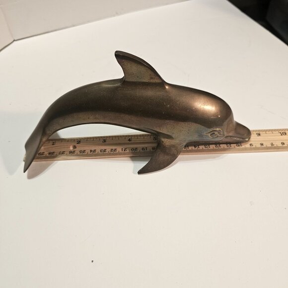 Vintage Brass Dolphin Figurine Paperweight Display Piece - Picture 9 of 10